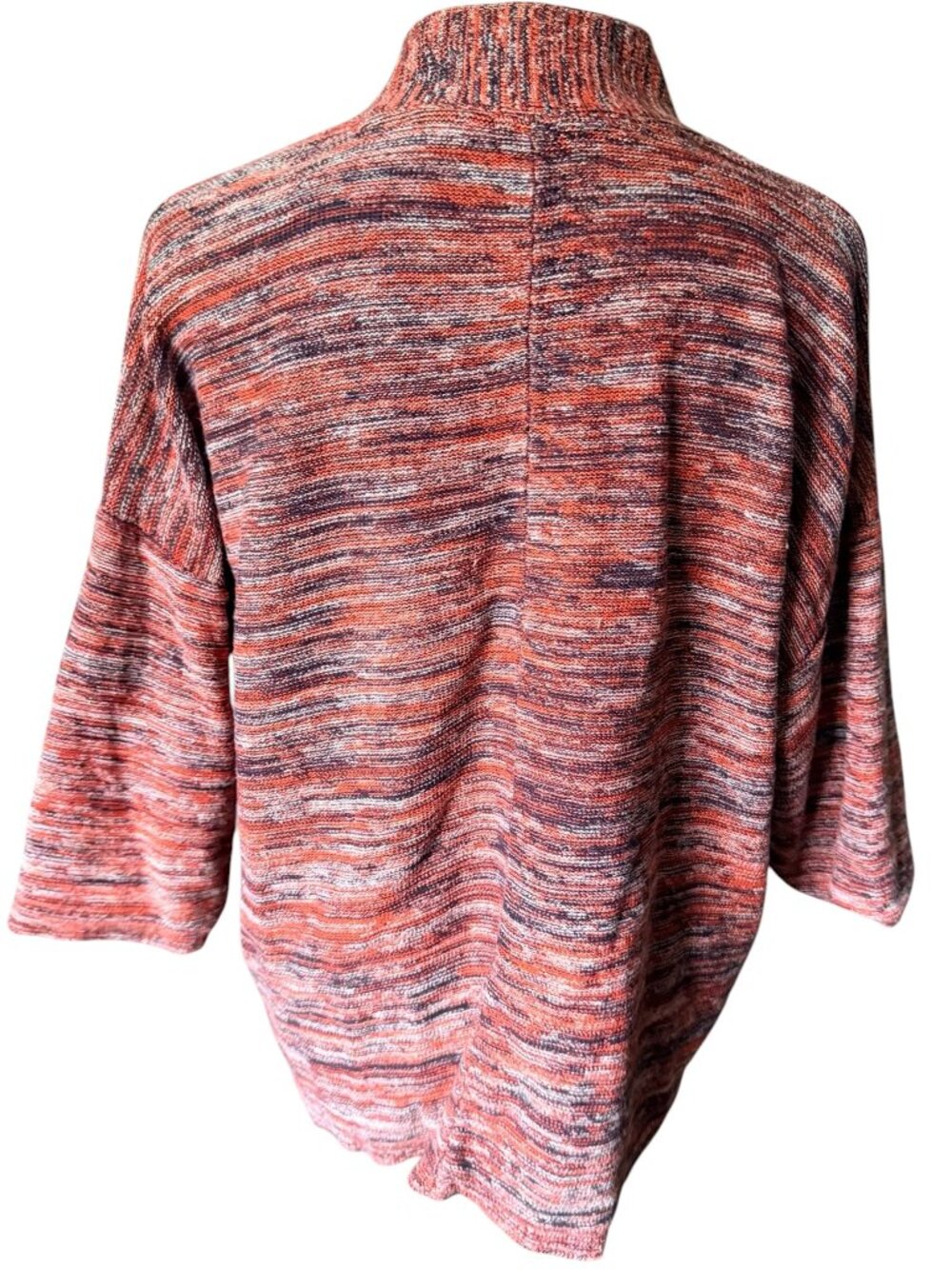 Pure Jill Short Sleeve Sweater V-neck Orange Black White Petite Small - Picture 3 of 4
